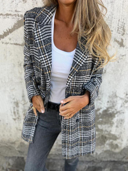 CLEARANCE SALE🔥 Plaid Lapel Blazer Coat