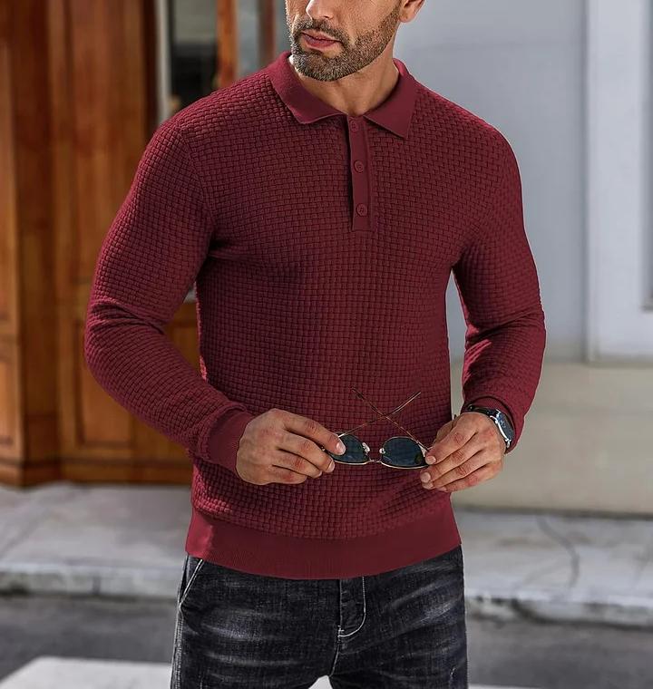 CLEARANCE🔥 Men's Casual Knitted Sweater Long Sleeve Polo Shirt