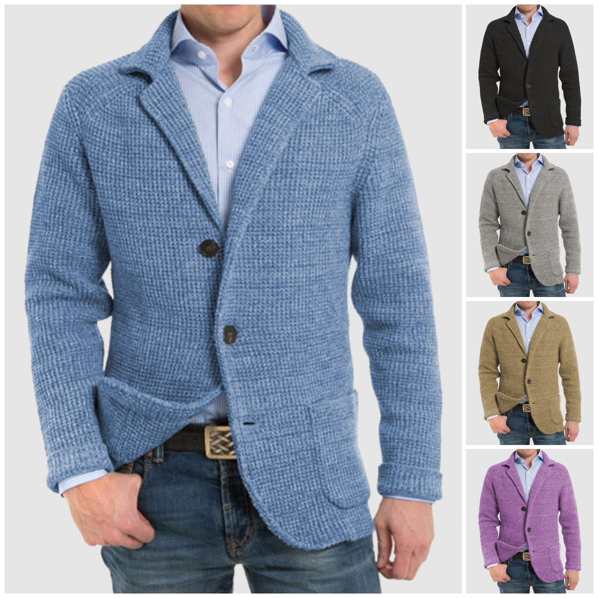 Men's Elegant Lapel Pocket Long Sleeve Jacket