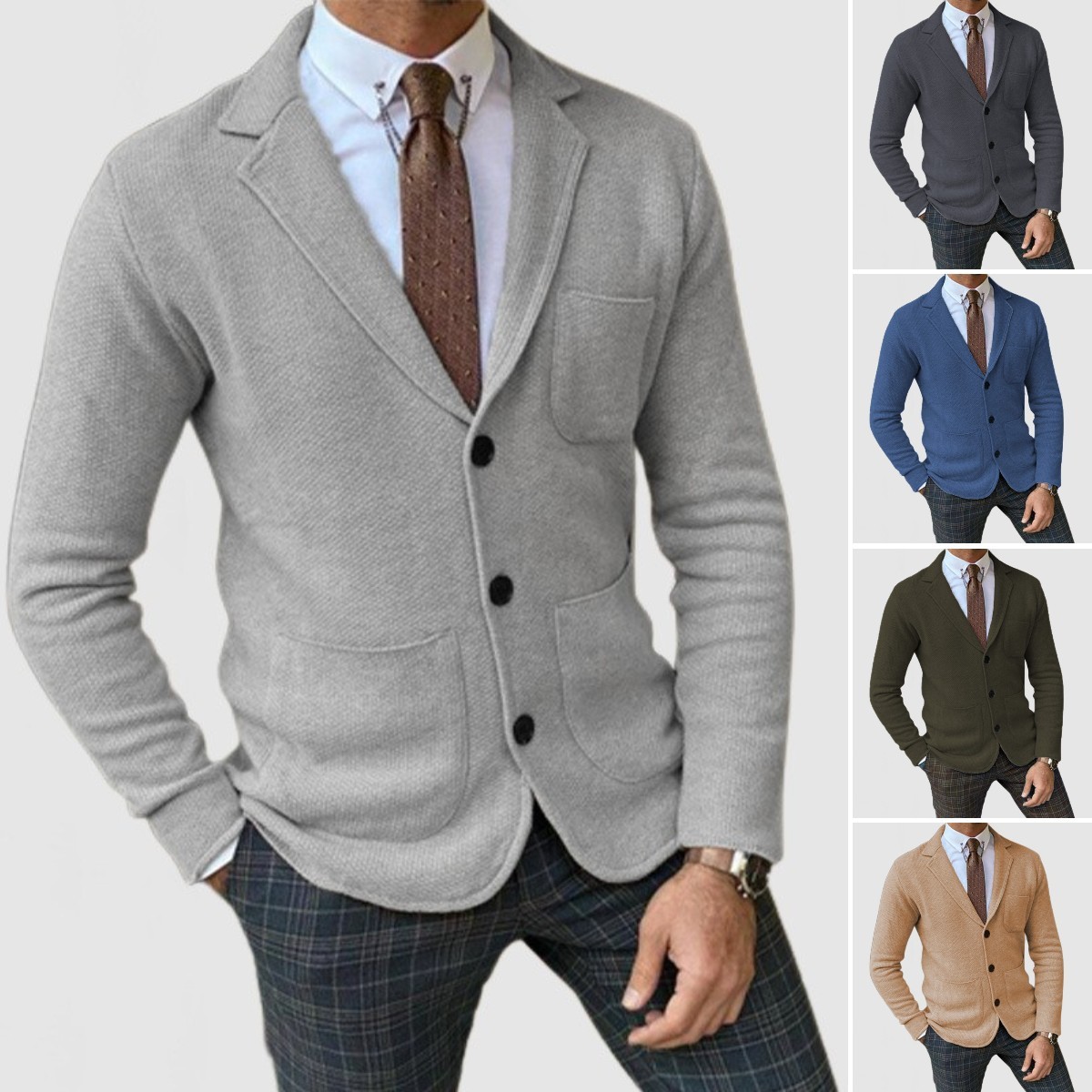 CLEARANCE SALE🔥 Men's Elegant Lapel Long Sleeve Knit Jacket
