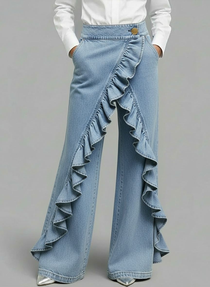 Women's High‑Waisted Relaxed Wide‑Leg Denim Jeans