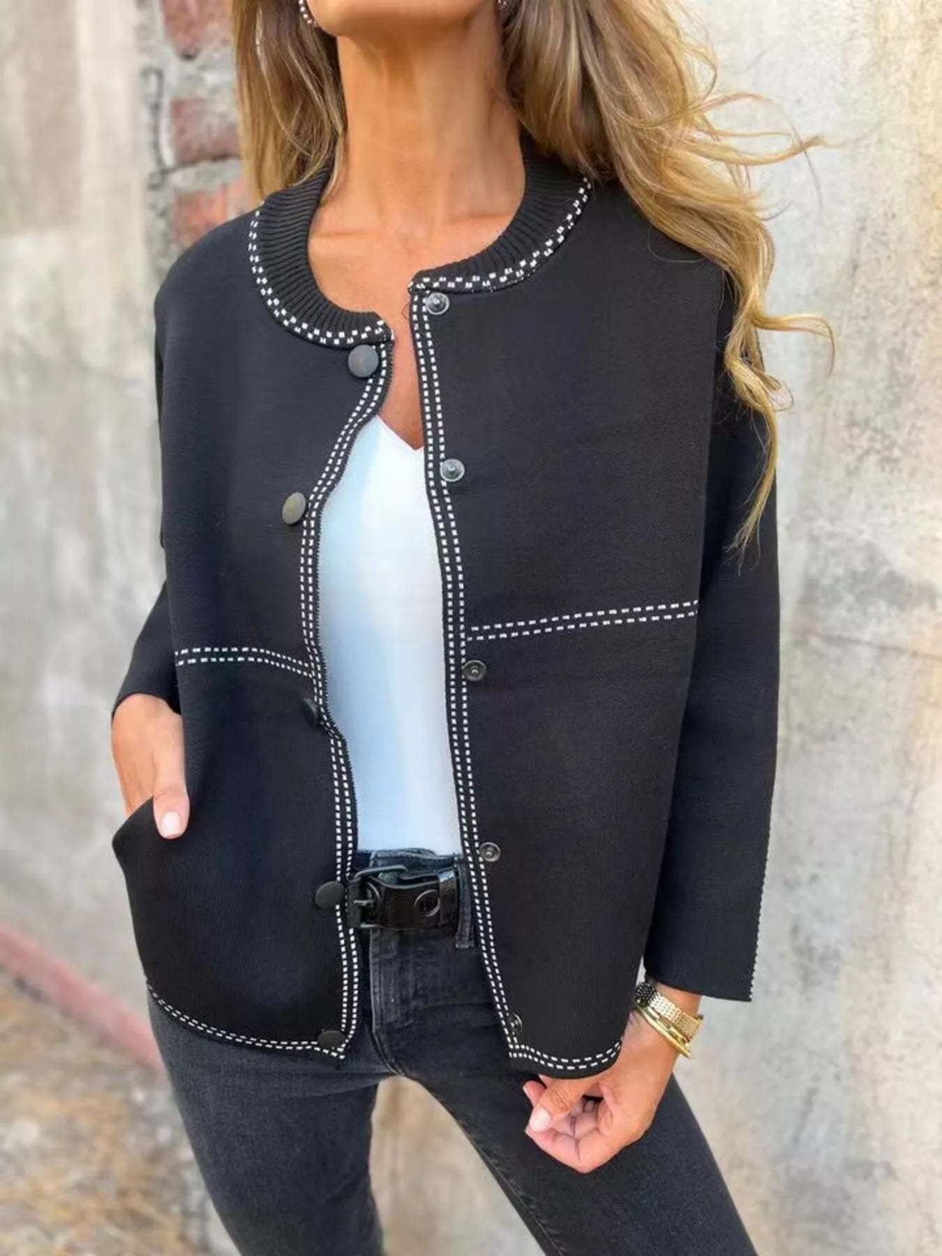 Hazel Blues® | Button Up Long Sleeve Cardigan