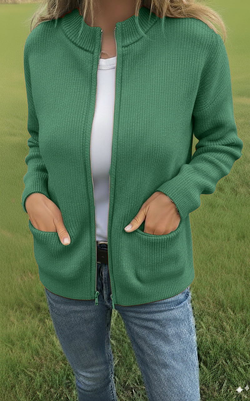 CLEARANCE SALE🔥 Round Neck Zipper Knitted Jacket