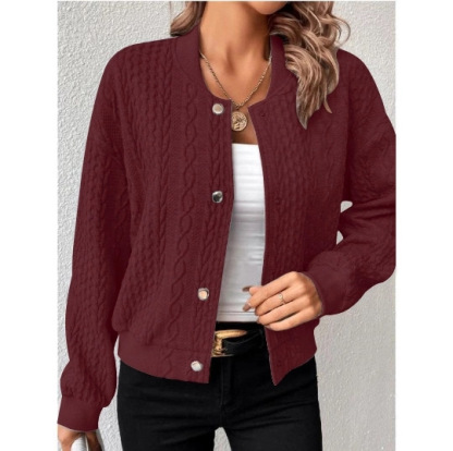 Women's Comfortable Knitted Jacket Cardigan with Elegant Buttons