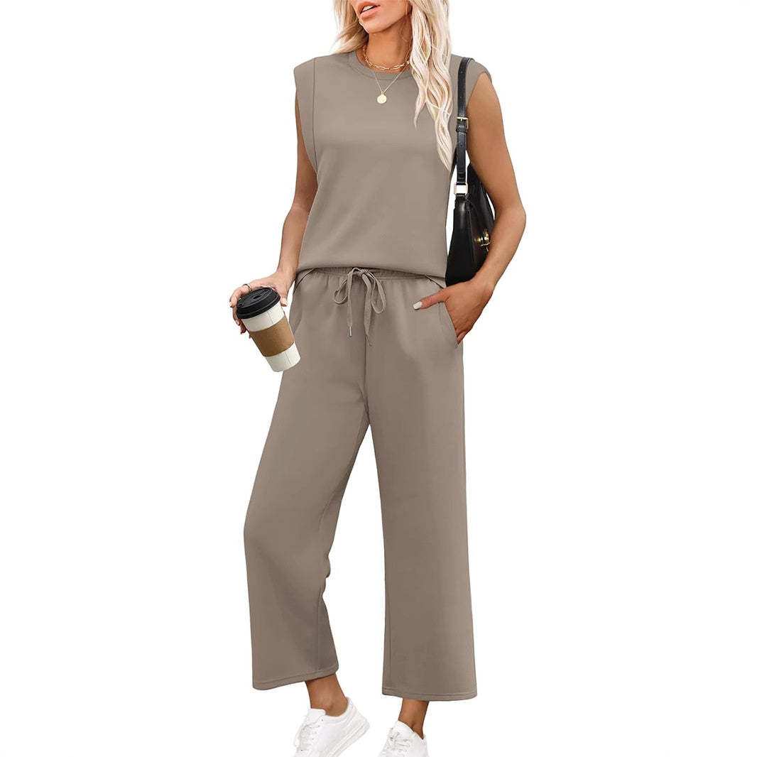 2025 New Women's  Sleeveless Top & Wide-Leg Pants 2-Piece Set