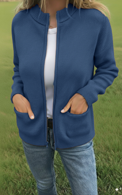 CLEARANCE SALE🔥 Round Neck Zipper Knitted Jacket