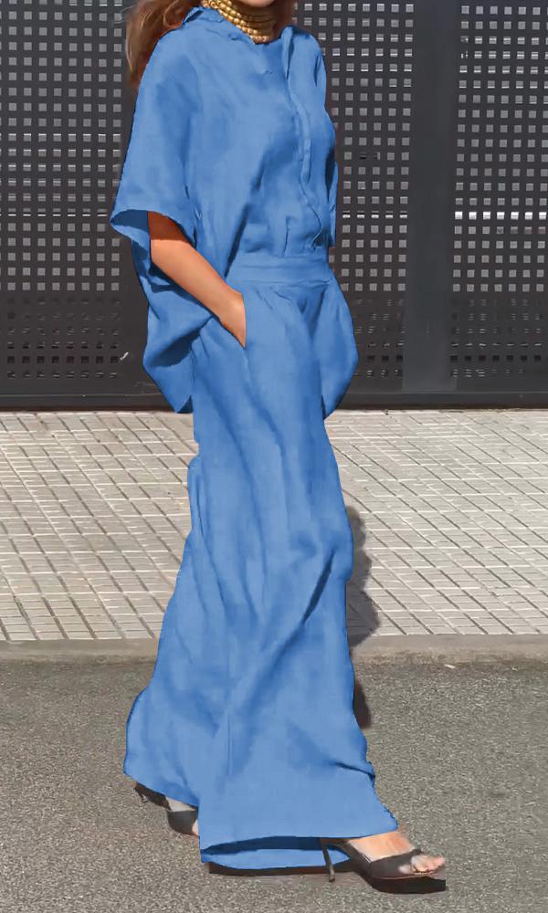 Casual Linen Shirt And Trousers Two-Piece Set