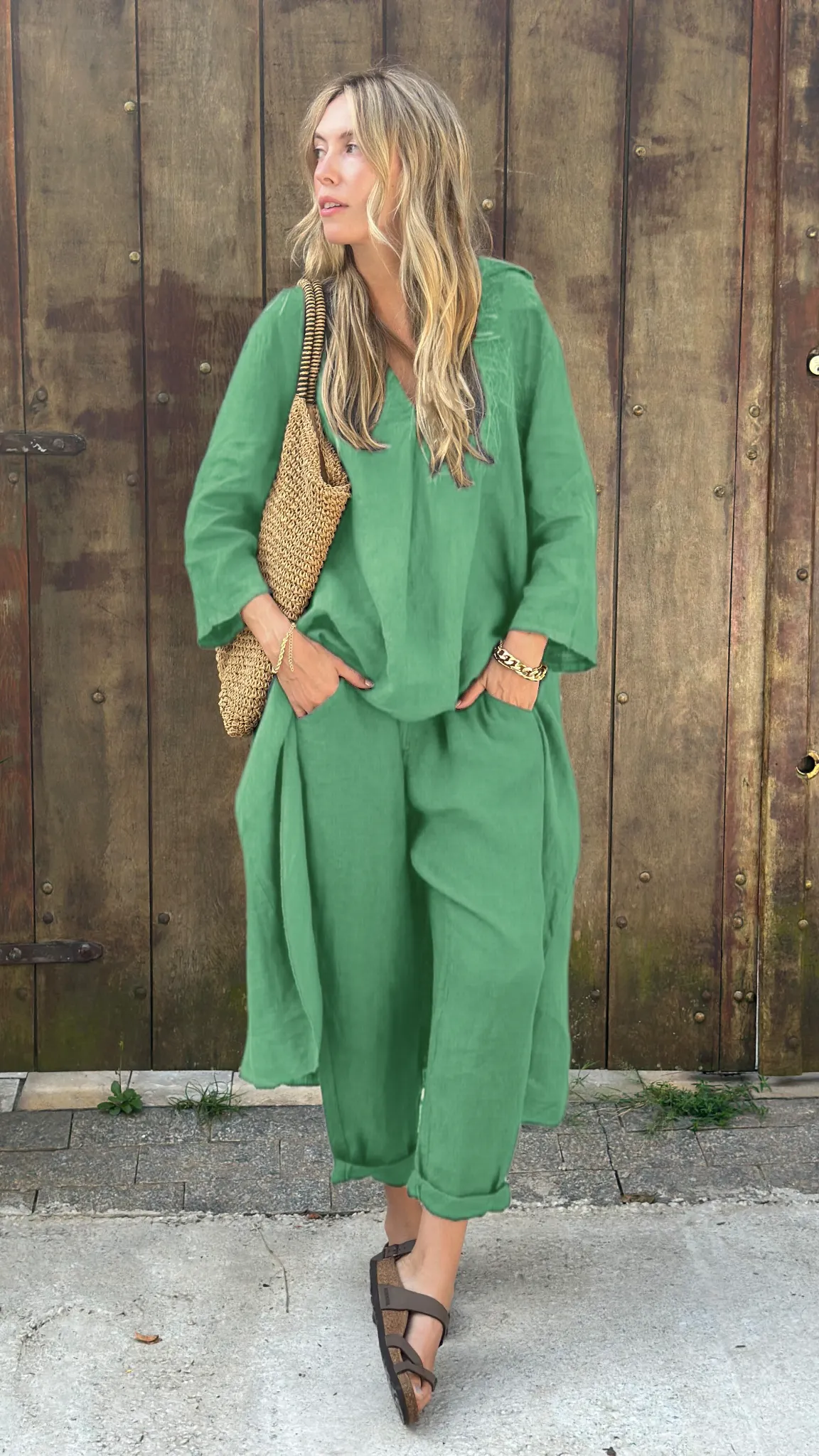 Comfortable Cotton and linen casual solid color 2-piece Set(Buy 2 Free Shipping)