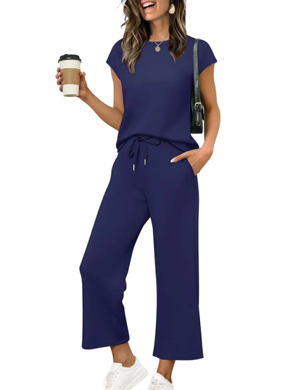 ⏰ LAST DAY SAVE 50% 💥Women Summer Vacation Outfits Cap Sleeve Tops Lounge Matching Sets