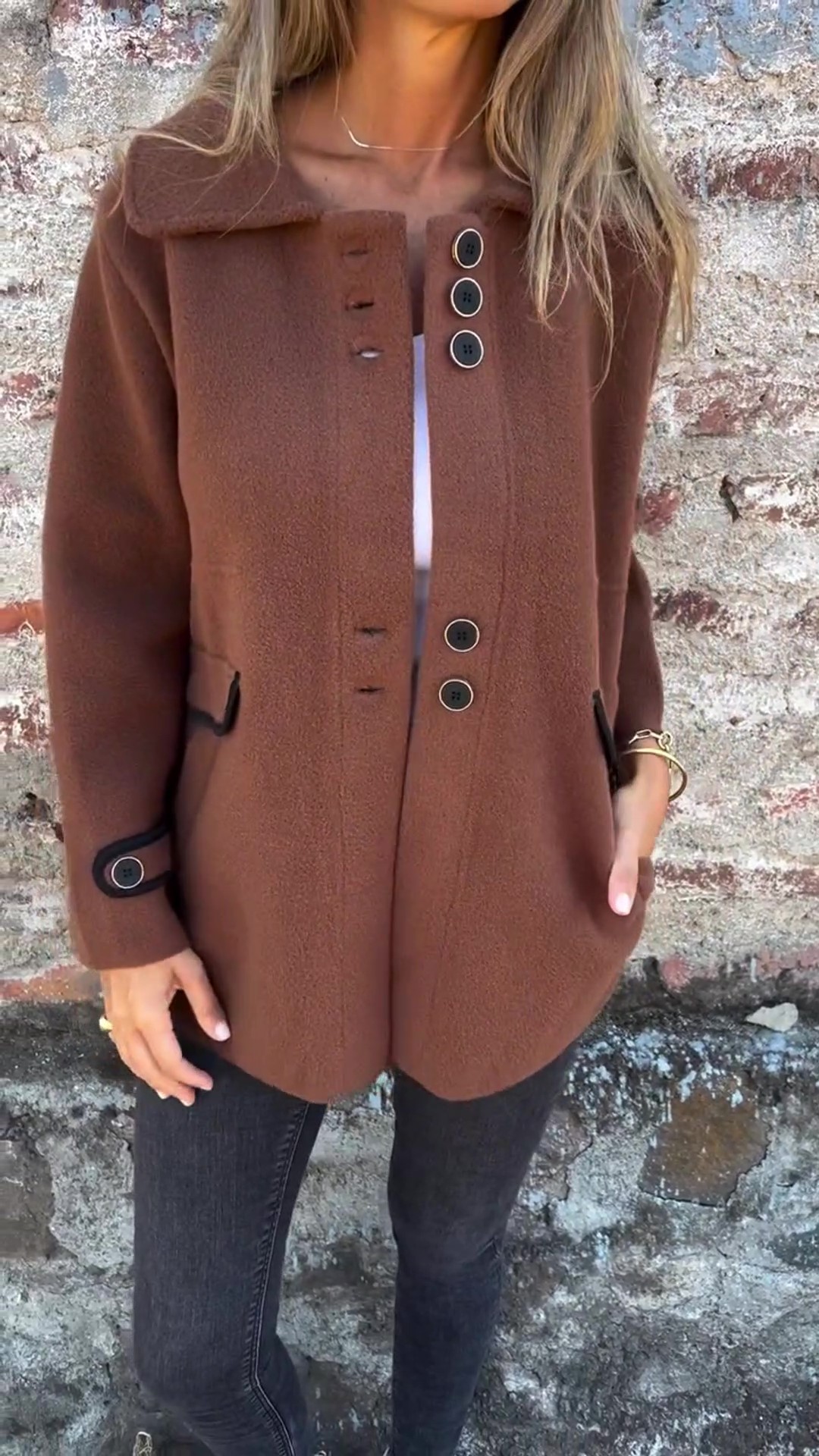 CLEARANCE SALE🔥 Women's Casual Wool Lapel Button Coat
