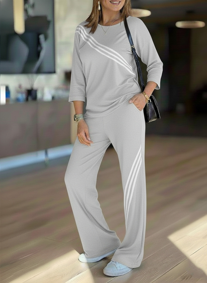 NEW🔥 Women's Soft Striped Design Set with Wide Fit Pants