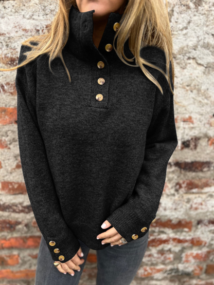 2025 CLEARANCE SALE🔥 Women's High Neck Special Button Designer Sweatshirt