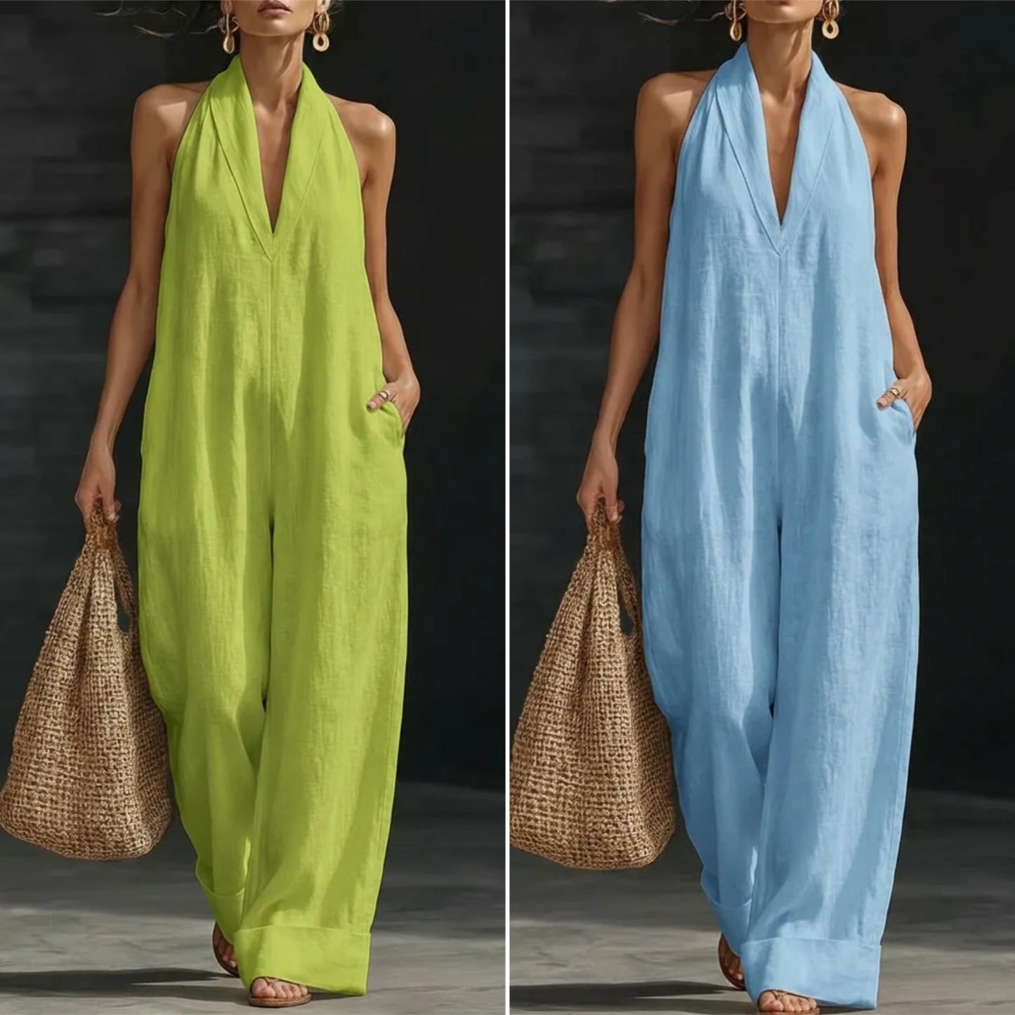 Plus Size Friendly Minimalist And Elegant Cozy Linen Jumpsuit