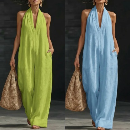 Plus Size Friendly Minimalist And Elegant Cozy Linen Jumpsuit