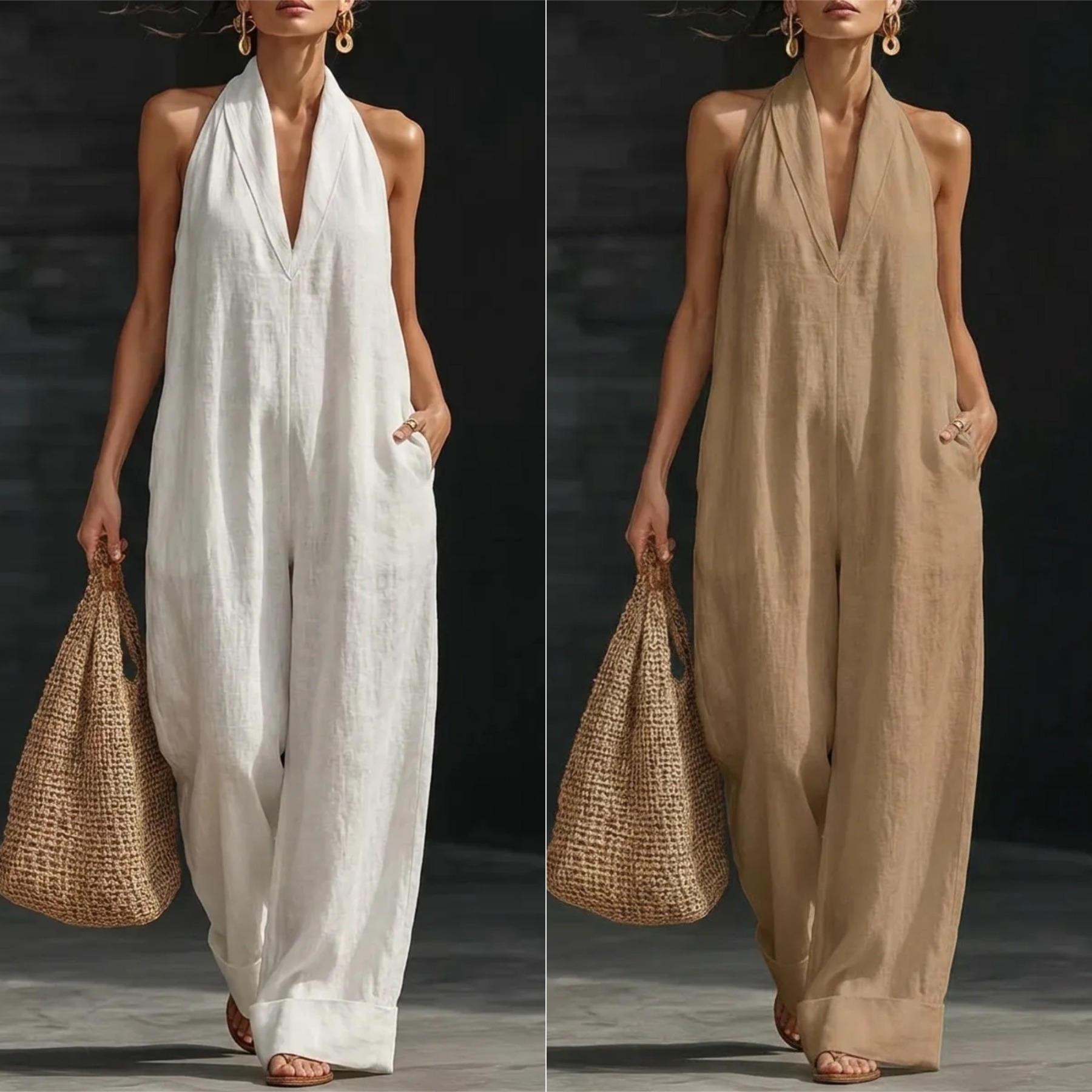 Plus Size Friendly Minimalist And Elegant Cozy Linen Jumpsuit