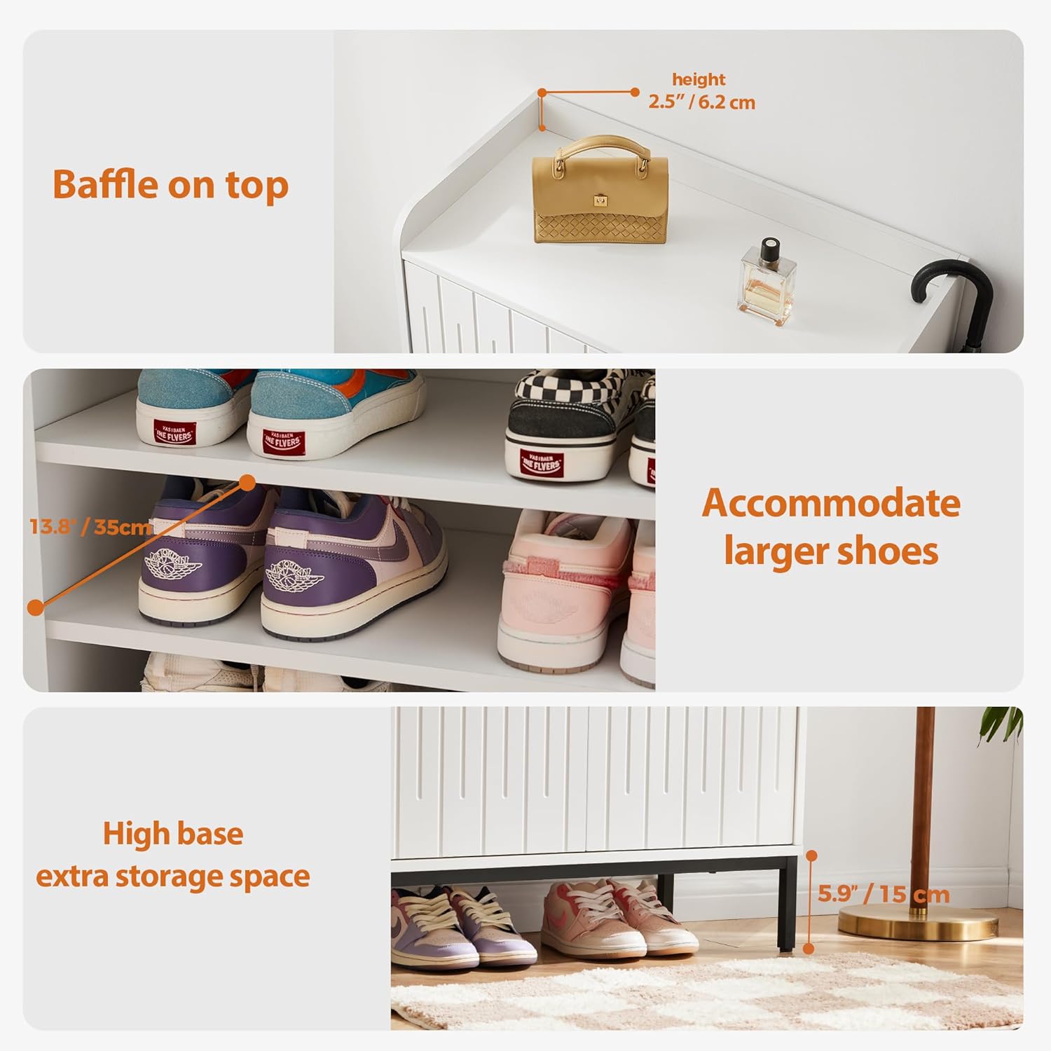 Modern wooden shoe cabinet with metal legs