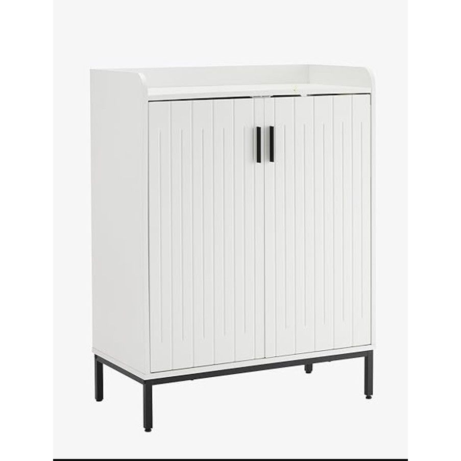 Modern wooden shoe cabinet with metal legs