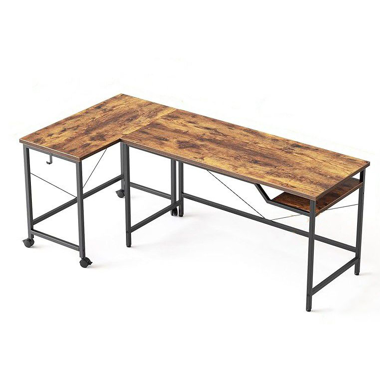 L-Shaped Corner Computer Desk with Storage Shelves