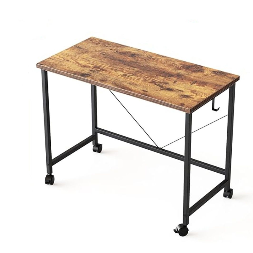 Modern minimalist style rolling computer desk with wheels