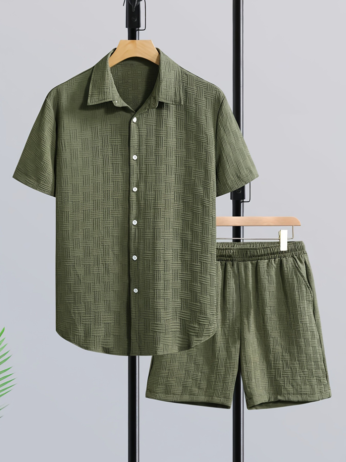 💥Men's Jacquard Shirt & Shorts Set