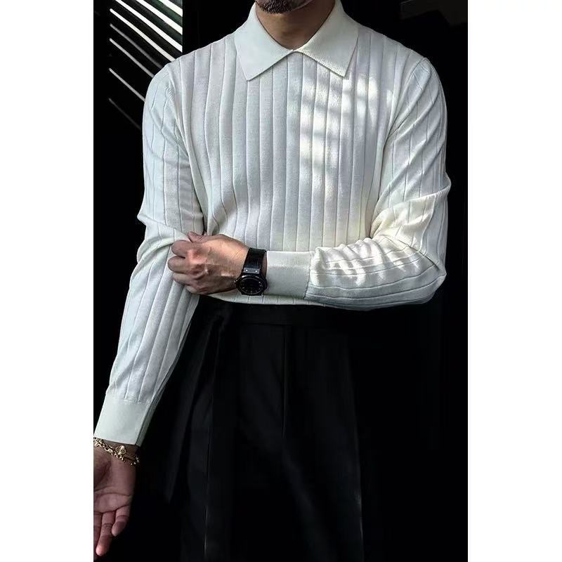 🔥Black Friday 50% off-Collared Knit Long-Sleeve Polo Shirt