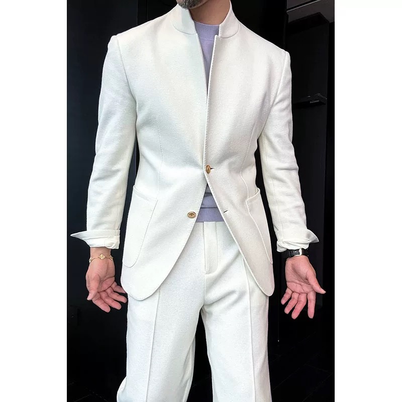 🔥50% off -Stand-Collar Knitted Wool Two-Button Suit