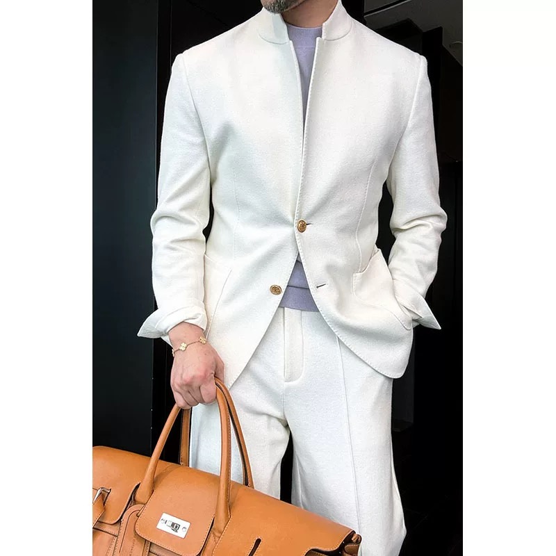 🔥50% off -Stand-Collar Knitted Wool Two-Button Suit