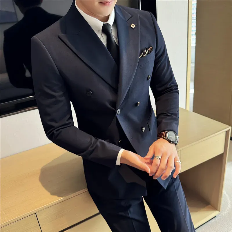 Deep Blue 2-Button Notch Lapel & Wedding for Men