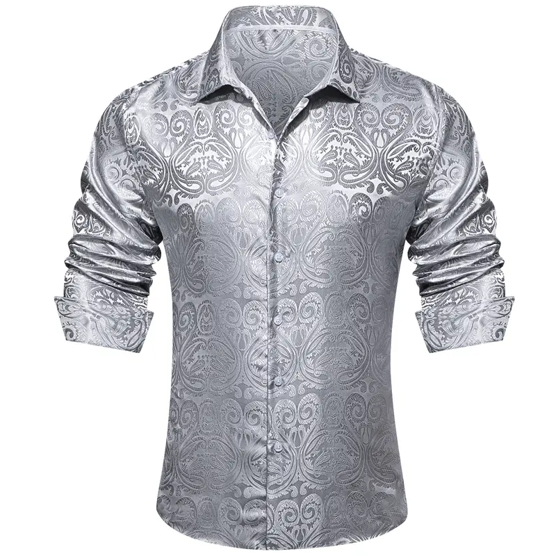 🔥Men's Luxury Paisley Silk-Feel Button Down Shirt