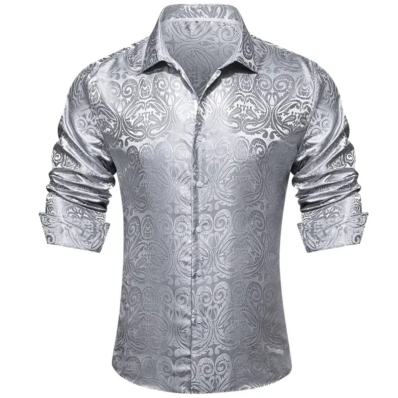 🔥Men's Luxury Paisley Silk-Feel Button Down Shirt