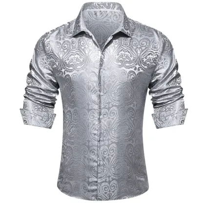 🔥Men's Luxury Paisley Silk-Feel Button Down Shirt