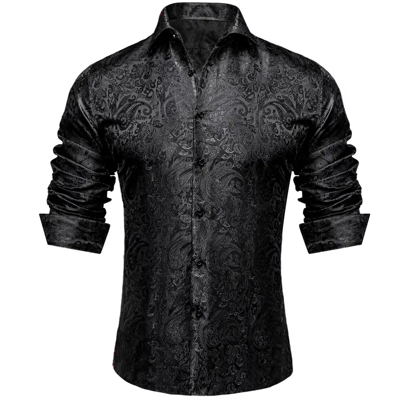 🔥Men's Luxury Paisley Silk-Feel Button Down Shirt