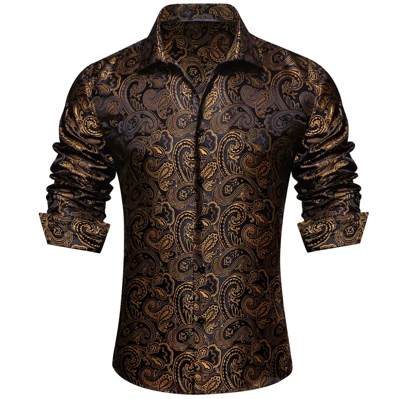 🔥Men's Luxury Paisley Silk-Feel Button Down Shirt