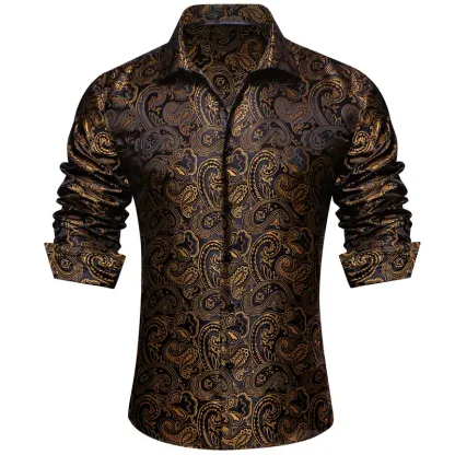 🔥Men's Luxury Paisley Silk-Feel Button Down Shirt