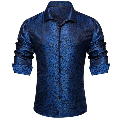 🔥Men's Luxury Paisley Silk-Feel Button Down Shirt