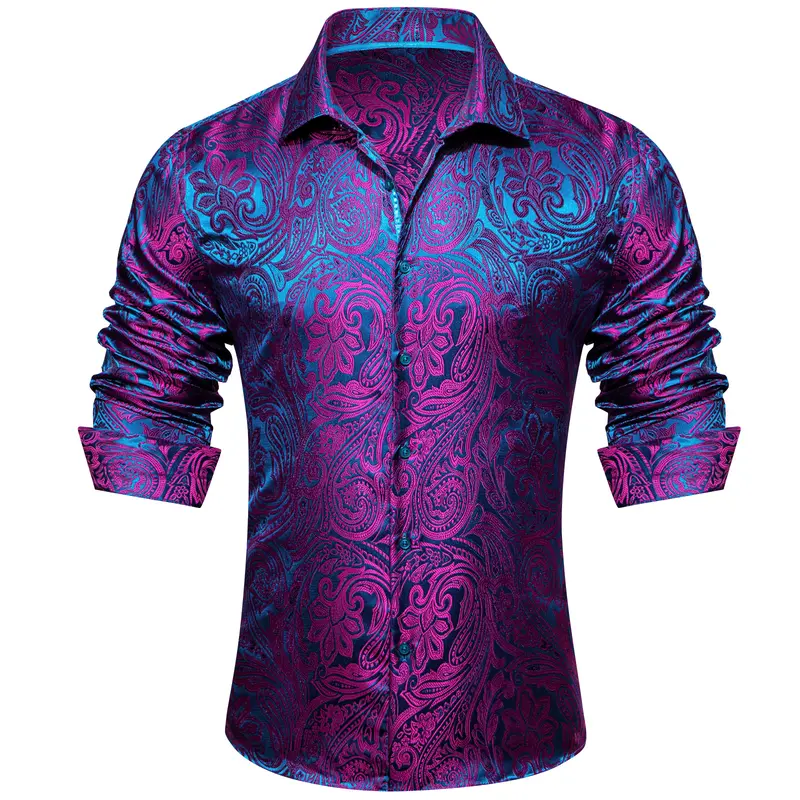 🔥Men's Luxury Paisley Silk-Feel Button Down Shirt