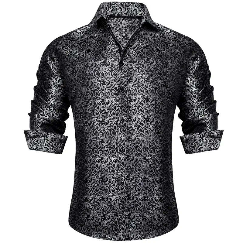 🔥Men's Luxury Paisley Silk-Feel Button Down Shirt