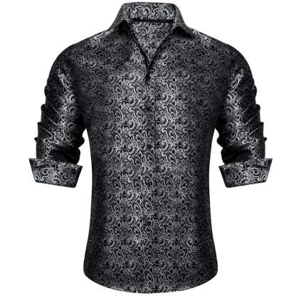 🔥Men's Luxury Paisley Silk-Feel Button Down Shirt
