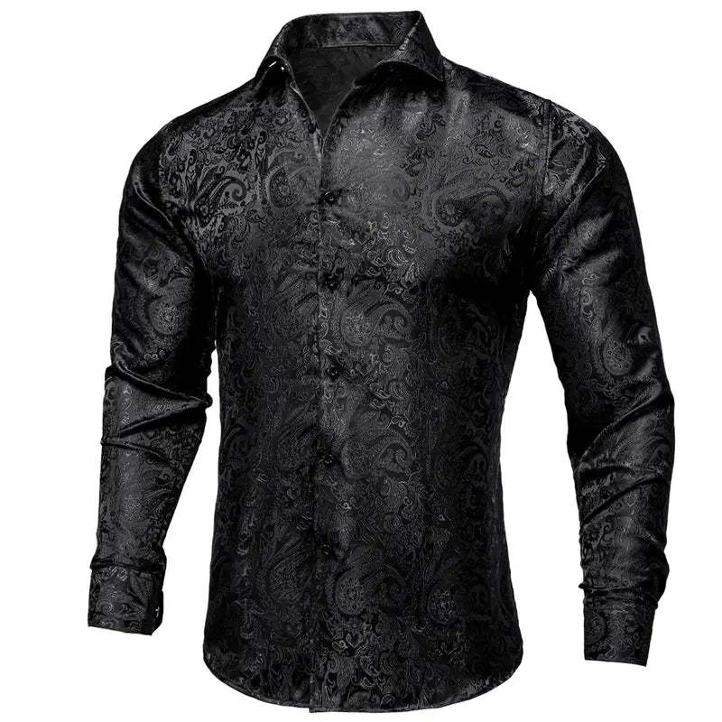 🔥Men's Luxury Paisley Silk-Feel Button Down Shirt