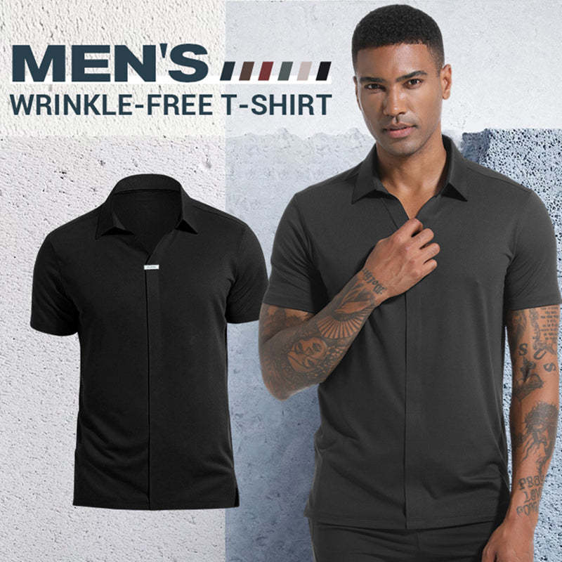 🔥Men’s Breathable Casual Lapel Wrinkle-free T-shirt