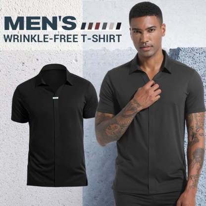 🔥Men’s Breathable Casual Lapel Wrinkle-free T-shirt