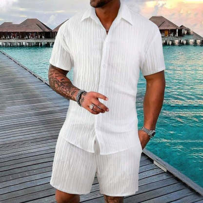 💥Men's Jacquard Shirt & Shorts Set
