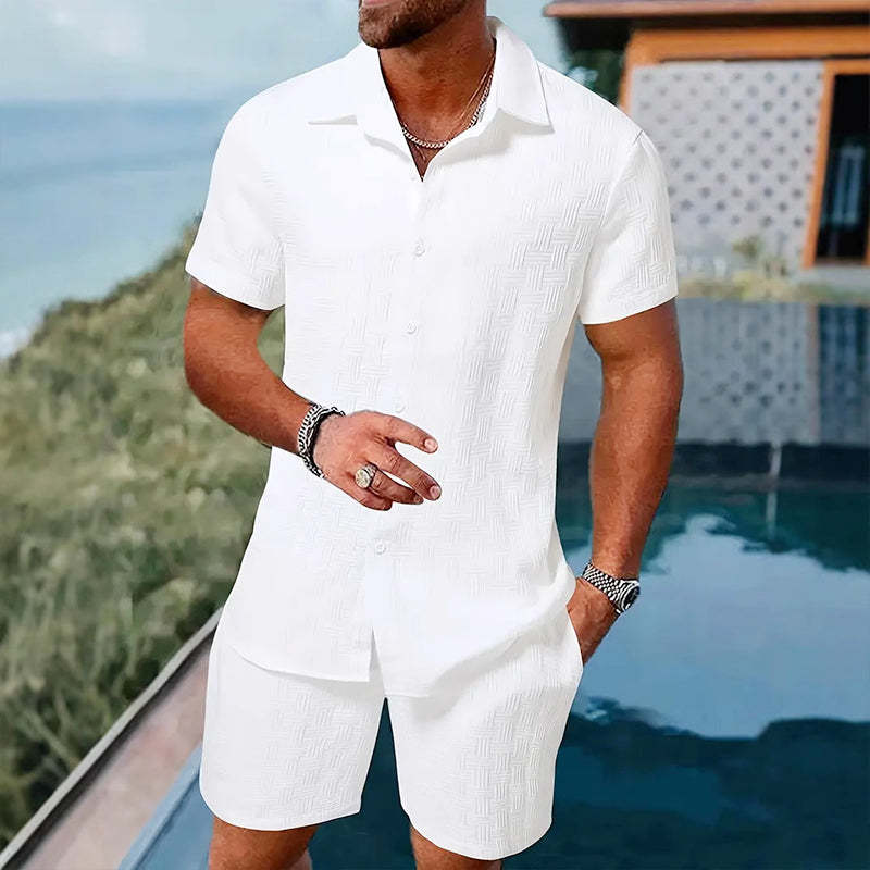 💥Men's Jacquard Shirt & Shorts Set