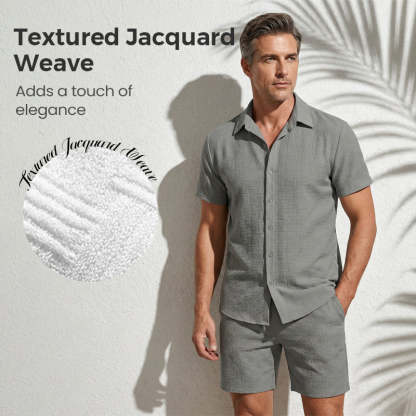 💥Men's Jacquard Shirt & Shorts Set