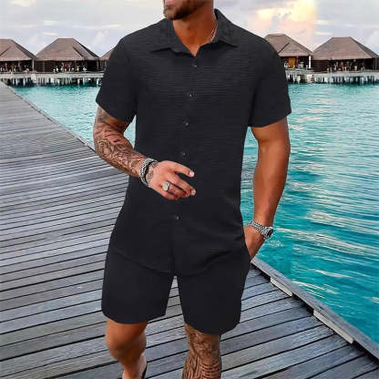 💥Men's Jacquard Shirt & Shorts Set