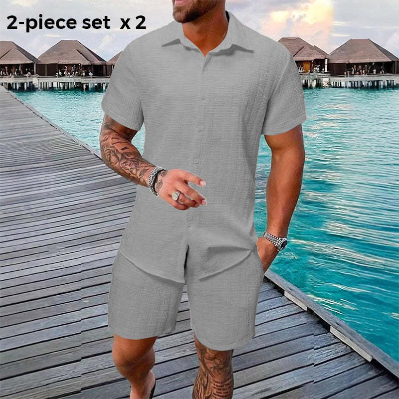 💥Men's Jacquard Shirt & Shorts Set