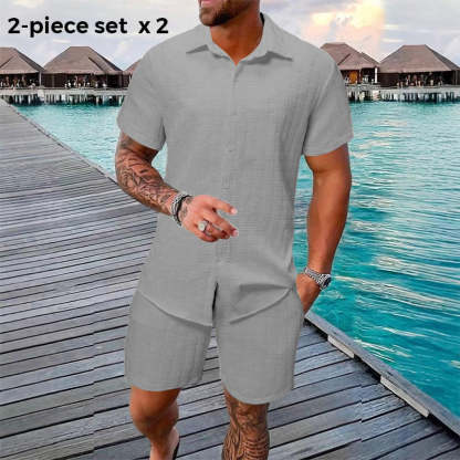 💥Men's Jacquard Shirt & Shorts Set