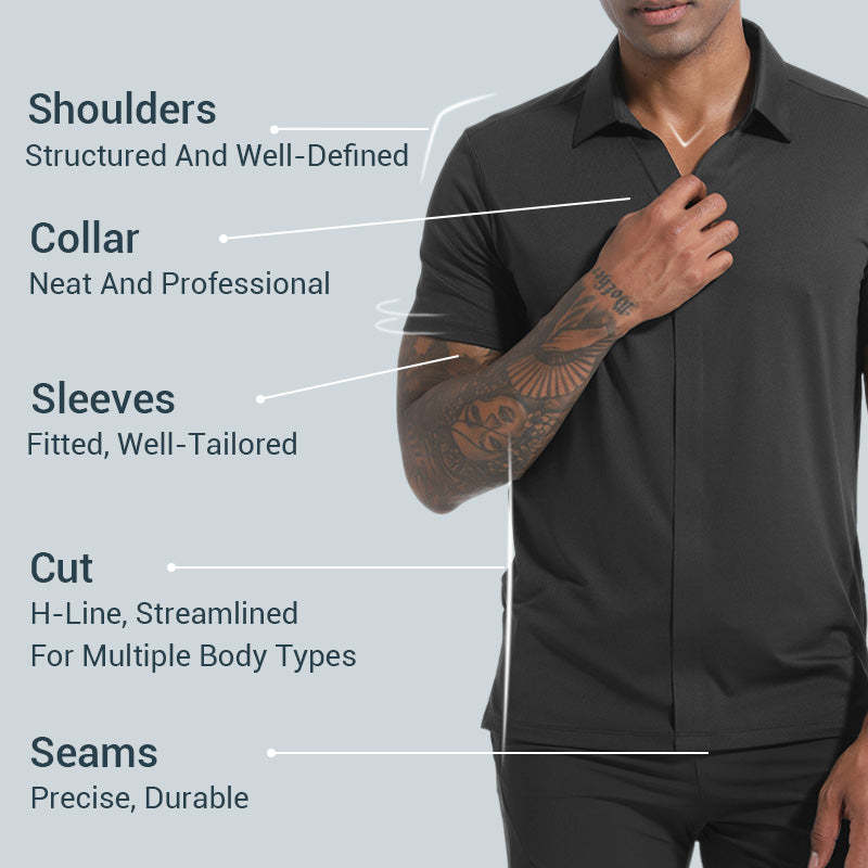 🔥Men’s Breathable Casual Lapel Wrinkle-free T-shirt