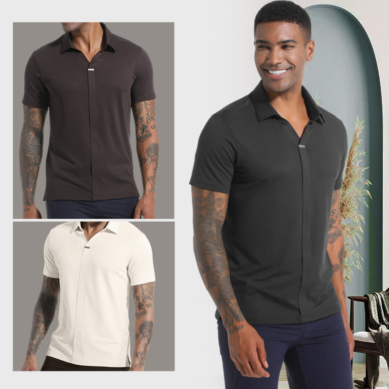 🔥Men’s Breathable Casual Lapel Wrinkle-free T-shirt