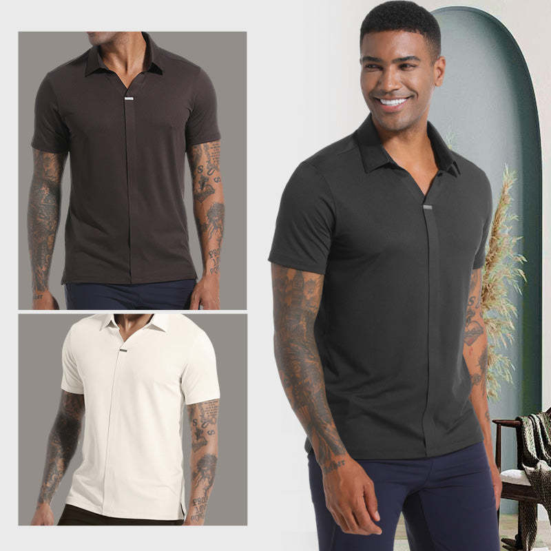 🔥Men’s Breathable Casual Lapel Wrinkle-free T-shirt